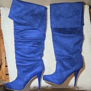 Michael Antonio Cobalt Blue Knee-High/Over The Knee Stiletto Boots